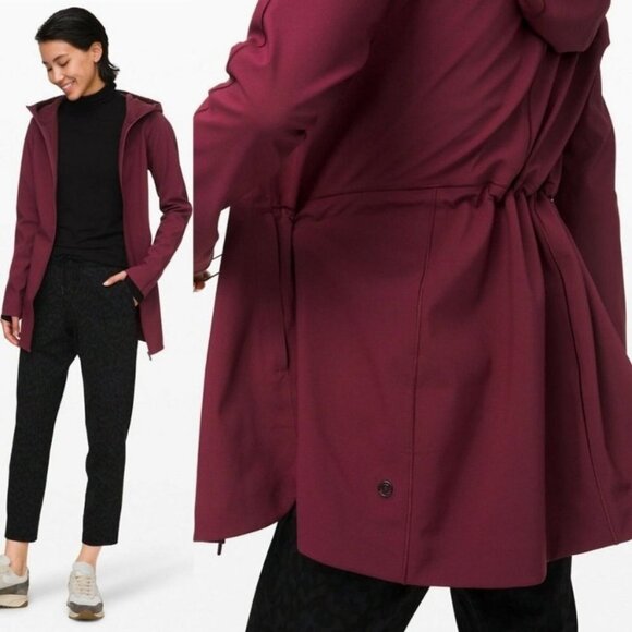 NWT Lululemon Glyde Along Softshell Rain Coat Burgundy Size 2 Waterproof‎ Jacket - Picture 2 of 14